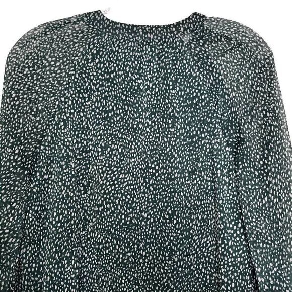 Joie Green Polka Dot Balloon Sleeves Chiffon Shift Mini Dress Size Small - Picture 9 of 10